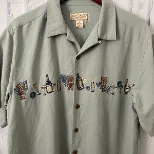 Boca Classics Island Wear 100% Silk Hawaiian Short Sleeve Button Down Mens Large